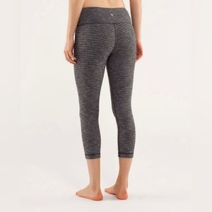 Lululemon Wunder Under Crop Coco Pique Black / Black Size 8